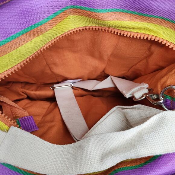 Urban Outfitters BDG Serena Mesh Tote Bag Medium Size Multi Stripe Purple Yellow - Picture 11 of 14